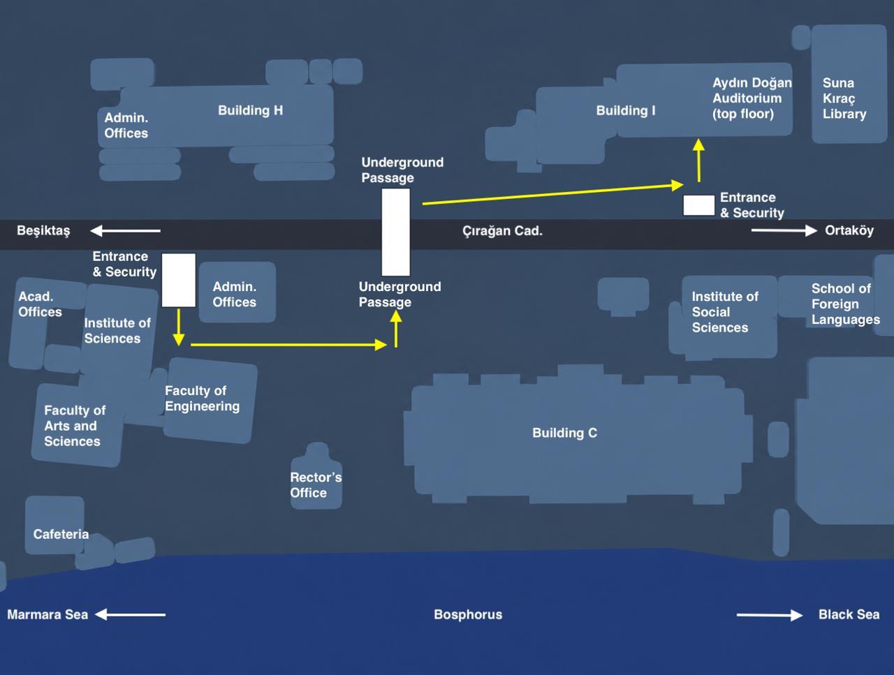 Venue map showing the location of the conference hall at Galatasaray University